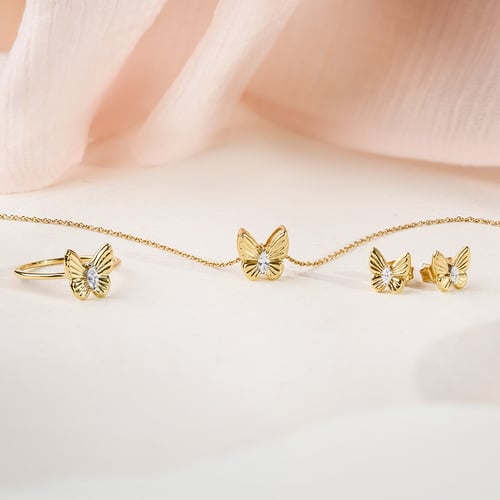 Ohrringe aus Gold in Form eines Schmetterlings mit Lab Grown Diamanten Anna