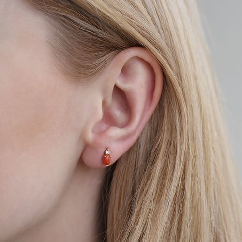 Cluster-Ohrringe mit Korallen, Morganit und Diamanten Roseann