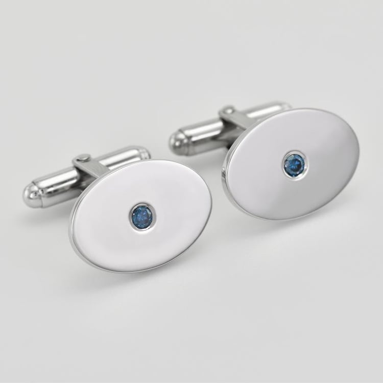 Manschettenknöpfe aus Silber mit blauen Diamanten Obert 9323