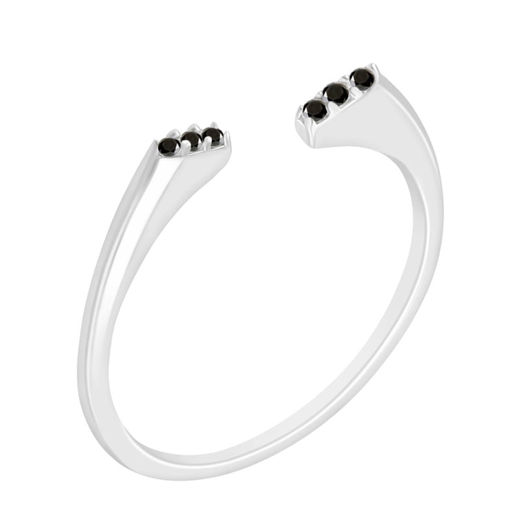 Ausgefallener Silberring mit schwarzen Diamanten Kessie