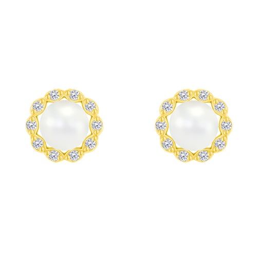 Schmuckset mit Perlen und Diamanten Kamila