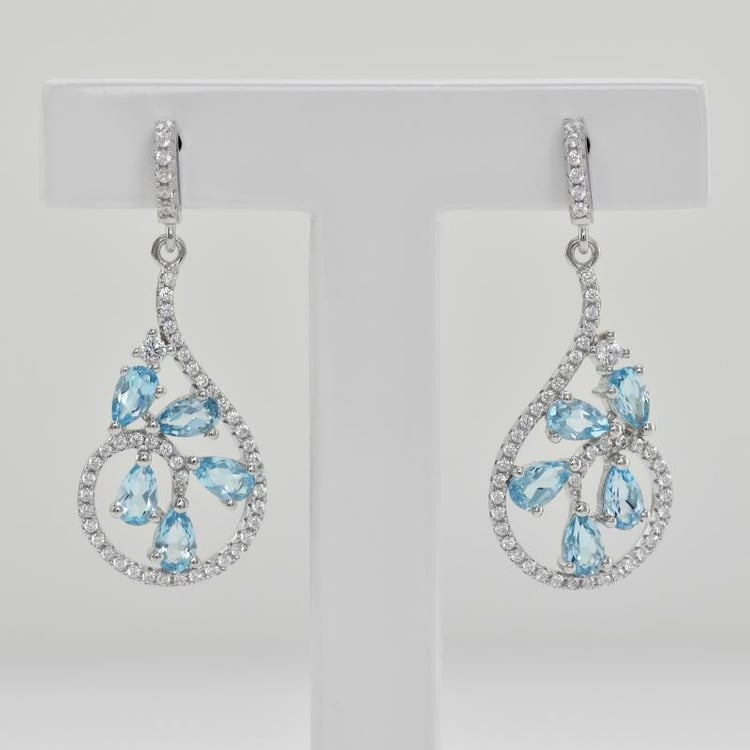 Silberne Ohrringe mit Topasen und Zirkonia Sisia 20146