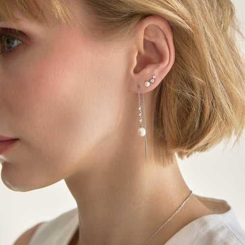 Perlenohrringe mit Zirkonia Muji