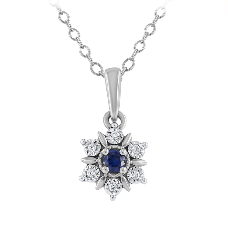 Eleganter Anhänger in Blütenform mit Saphir und Naturdiamanten Aarav 164994