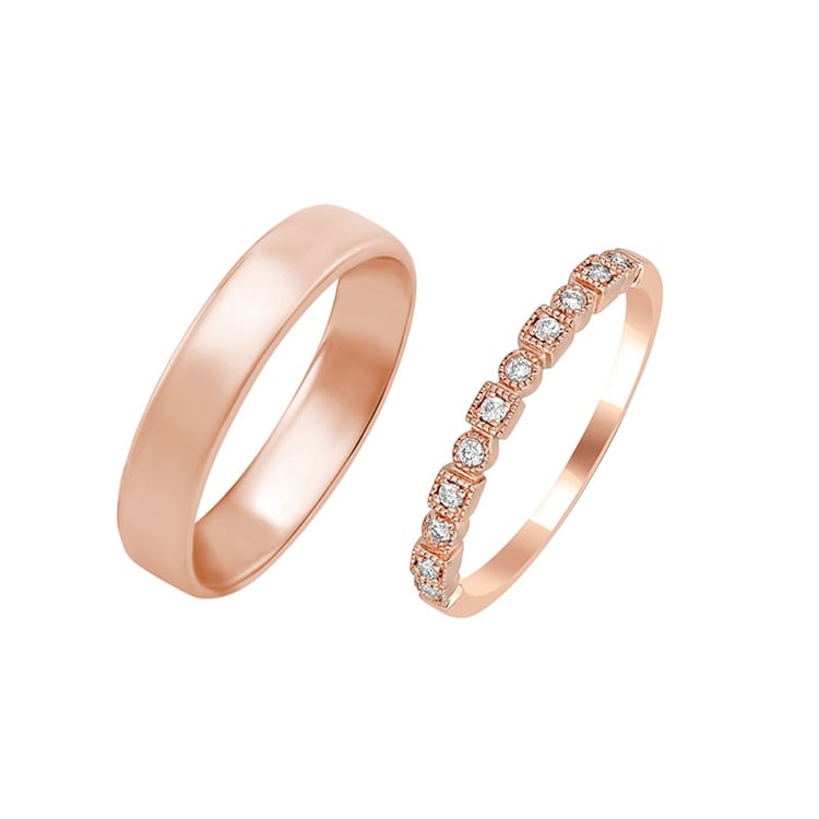 Eheringe aus einem Vintage-Ring mit Lab Grown Diamanten und einem Komfort-Ring Chryssa 105868