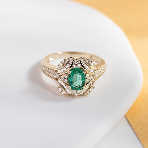 Goldring mit ovalen Smaragden und Diamanten Zane