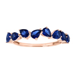 Goldener Half-Eternity-Ring mit natürlichen blauen Saphiren in Birnenform Naseem