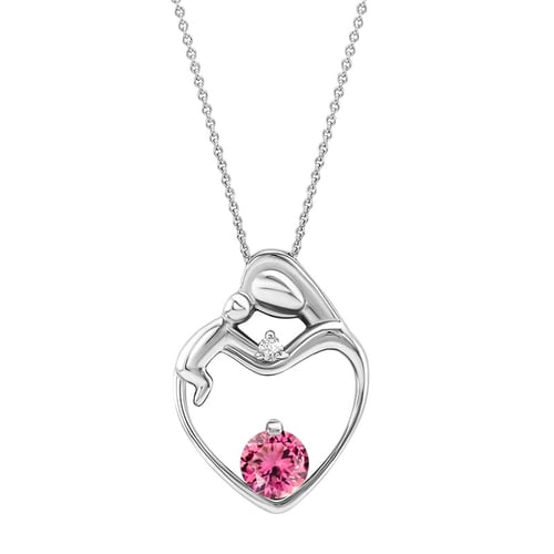 Anhänger Mutter und Kind mit rosa Turmalin und Diamant Ella