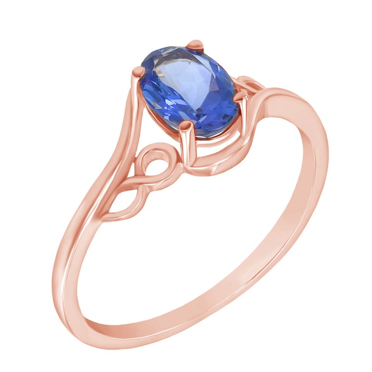 Rosegold Ring mit Tansanit in Ovalschiff 49404