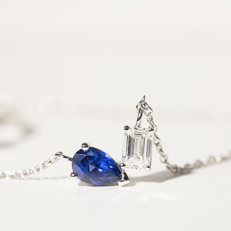 Toi et Moi Halskette mit Lab Grown Diamant und Saphir Mirren 134809