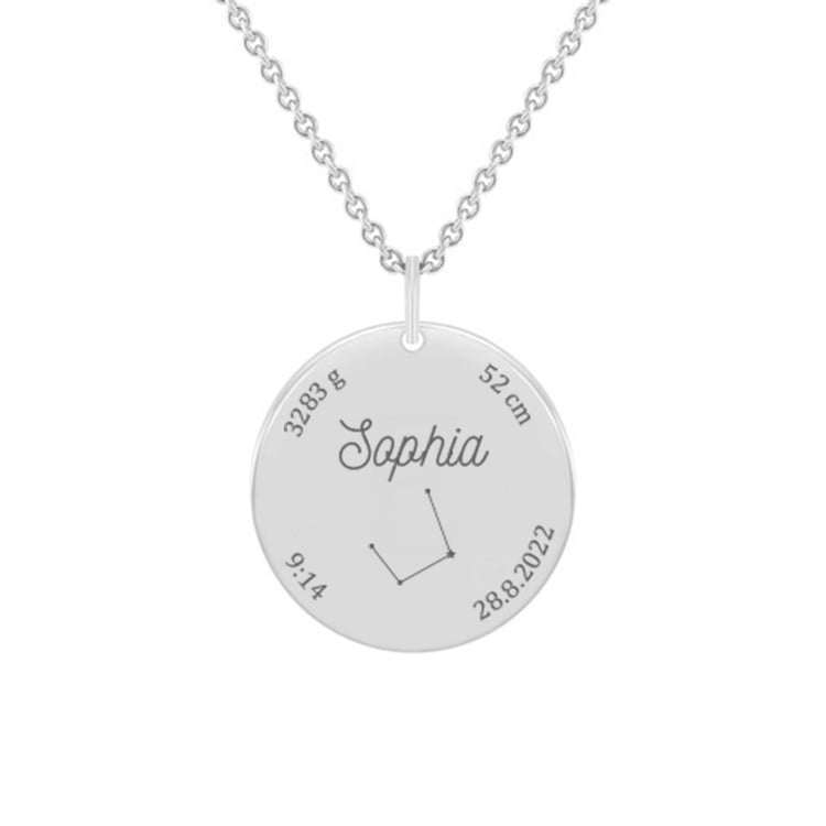 Silberkette für Neugeborene mit einer Gravur Ihrer Wahl Melody