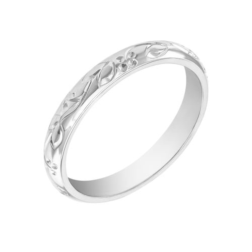 Platin Trauringe mit Blumenmotiv Montros