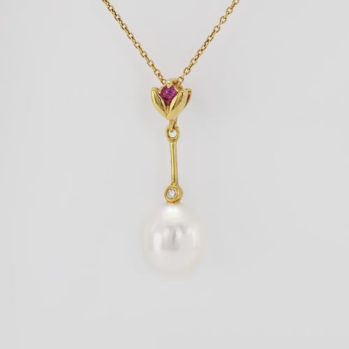 Anhänger mit Perle, Saphir und Diamant Ferdi