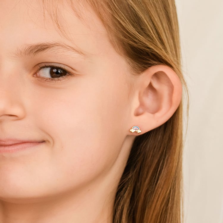 Goldene Kinder-Ohrringe in Regenbogenform Holly 164378