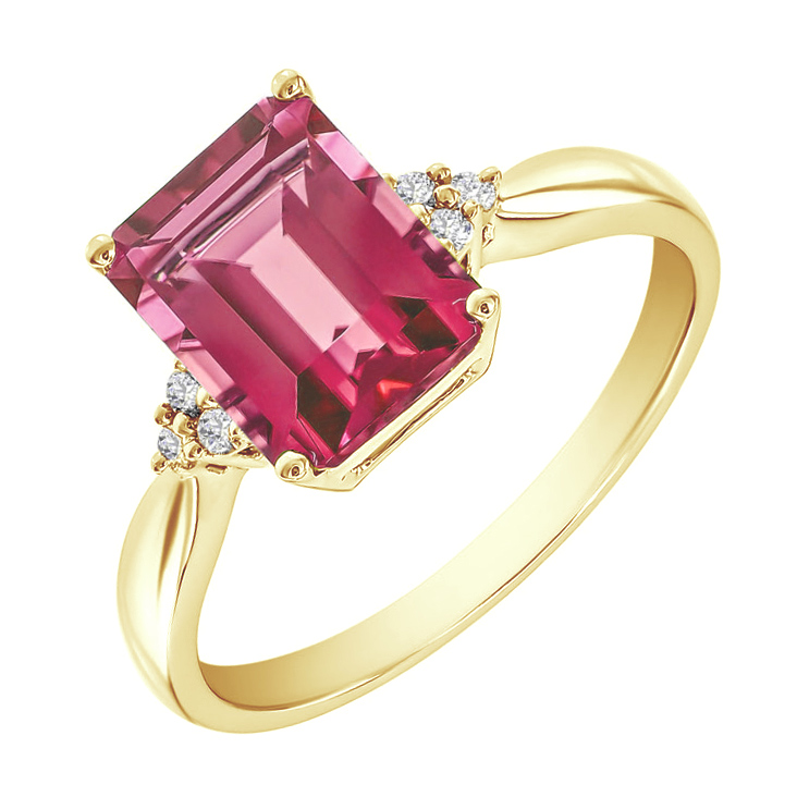 Gelbgold Ring mit Turmalin und Diamanten 83453