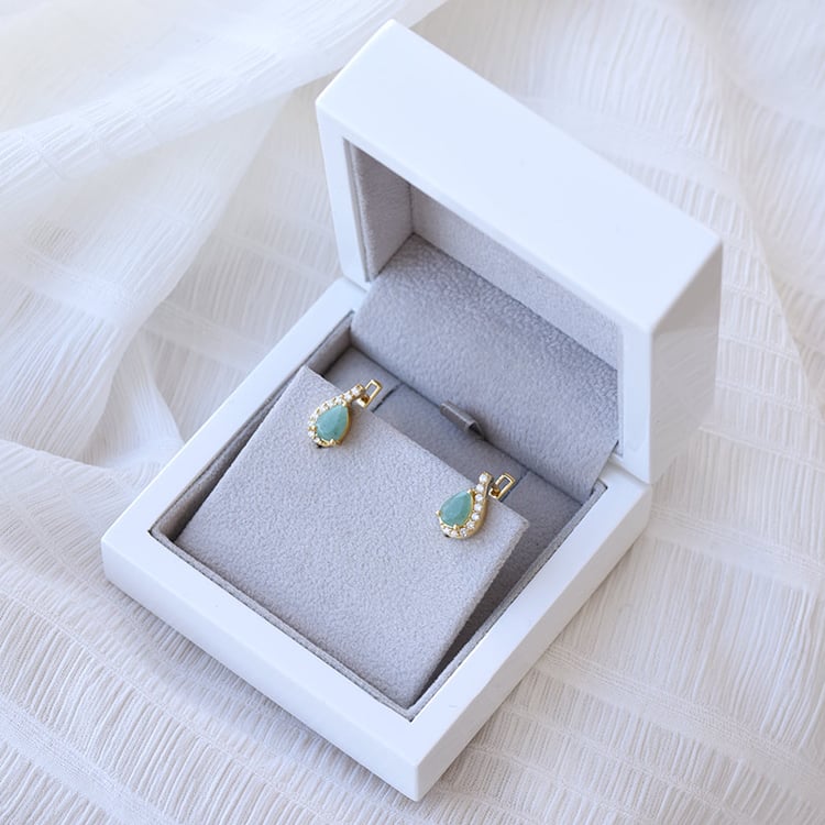 Silberne Ohrringe mit Smaragden und Zirkonia Rina 67962