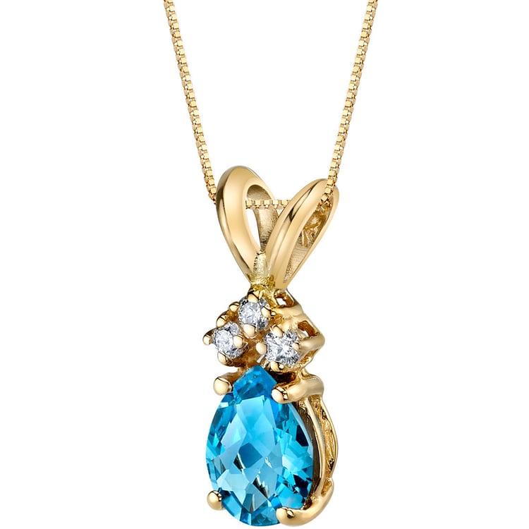 Schweizer Topas-Tropfen in Goldanhänger mit Lab Grown Diamanten Mel