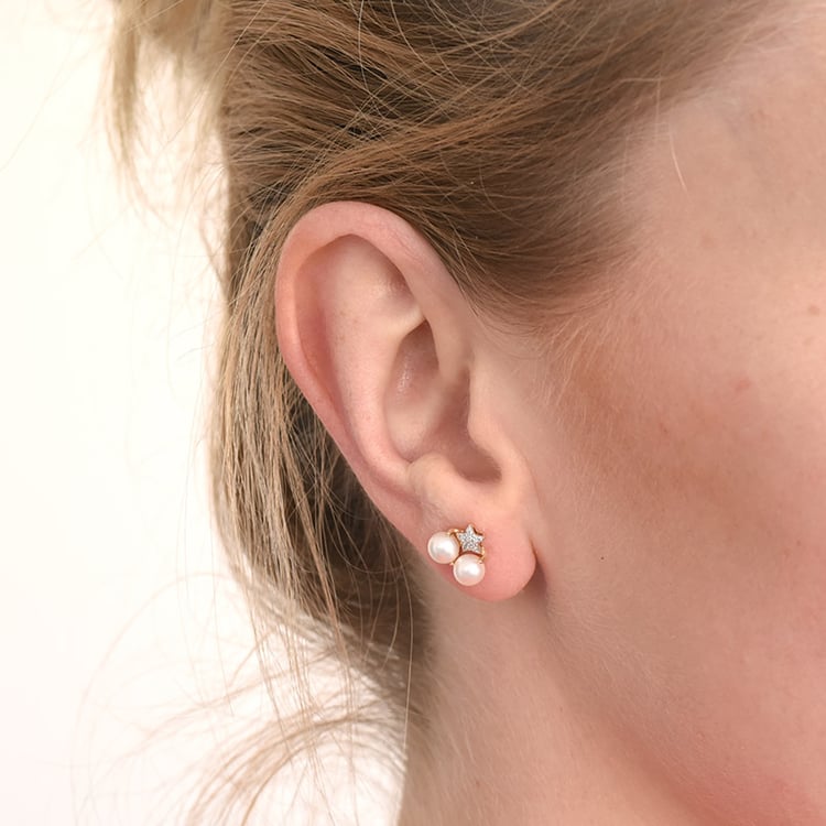 Perlenohrringe mit Diamanten-Stern Tevye 86919