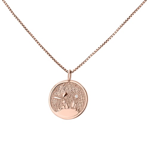 Silberanhänger mit atypischer Oberfläche und Diamant Kleiner Prinz