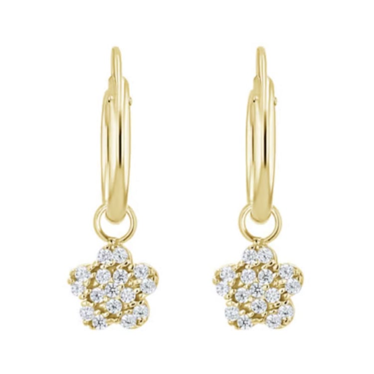 Goldene Kinder-Ohrringe in Form einer Blüte Dahlia