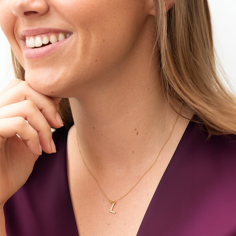 Silberner Buchstaben-Anhänger mit Lab Grown Diamanten Letra 142921