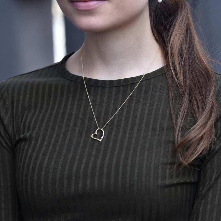 Goldener Anhänger Herzform mit Saphiren und Diamanten Tanish 37470