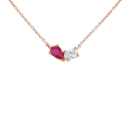 Schmuckset Toi et Moi mit Rubin und Lab Grown Diamant Ethelmary