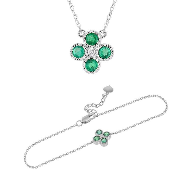 Set aus Smaragdschmuck mit Diamanten Midora 147035