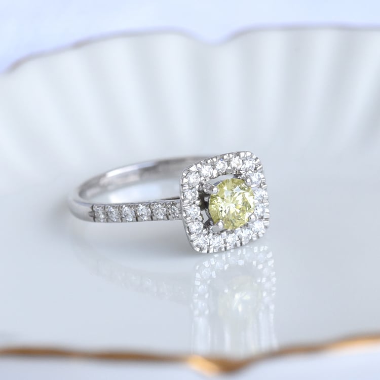 Verlobungsring mit gelbem zentralen Diamanten Deity 84344