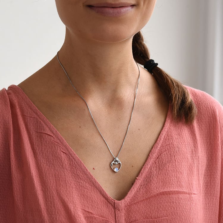 Silberner Anhänger Mutter und Kind mit Mondstein und Diamant Ella 84444