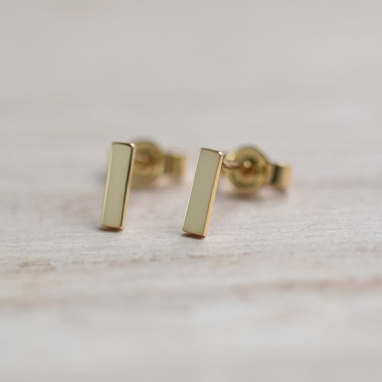 Minimalistische längliche Ohrstecker aus Gold Bar 49810