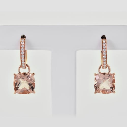 Goldohrringe 2 in 1 mit Morganit und Diamanten Reza