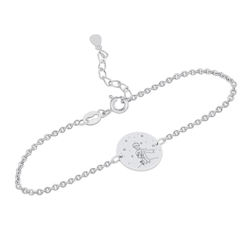 Silbernes Armband Der Kleine Prinz mit Rose und Gravur