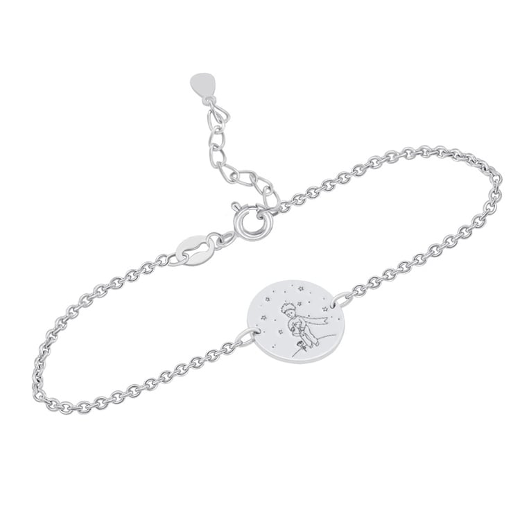 Silbernes Armband Der Kleine Prinz mit Rose und Gravur 118614