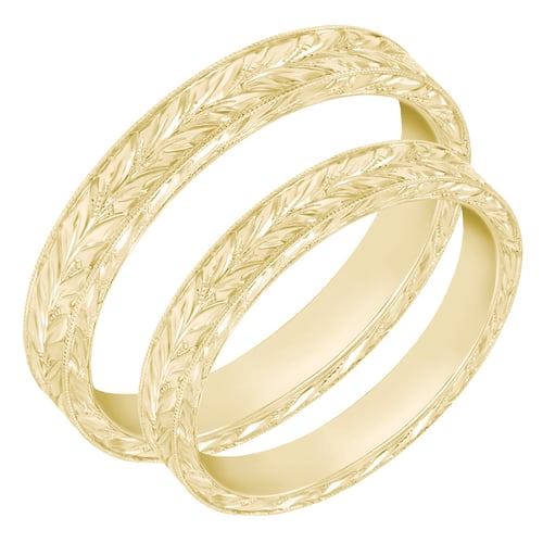 Romantische Vintage-Eheringe aus Gold mit Gravur Hannu