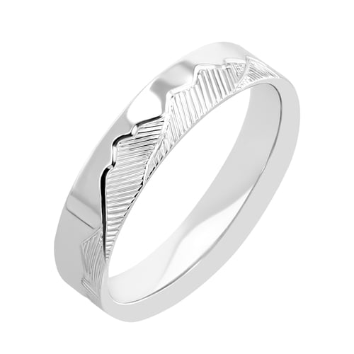 Eheringe aus Platin mit Bergpanorama von Hand graviert Safa
