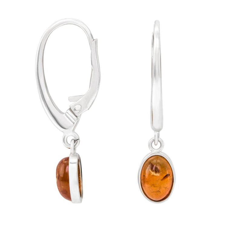 Hängende Ohrringe mit Oval-Bernstein 24813
