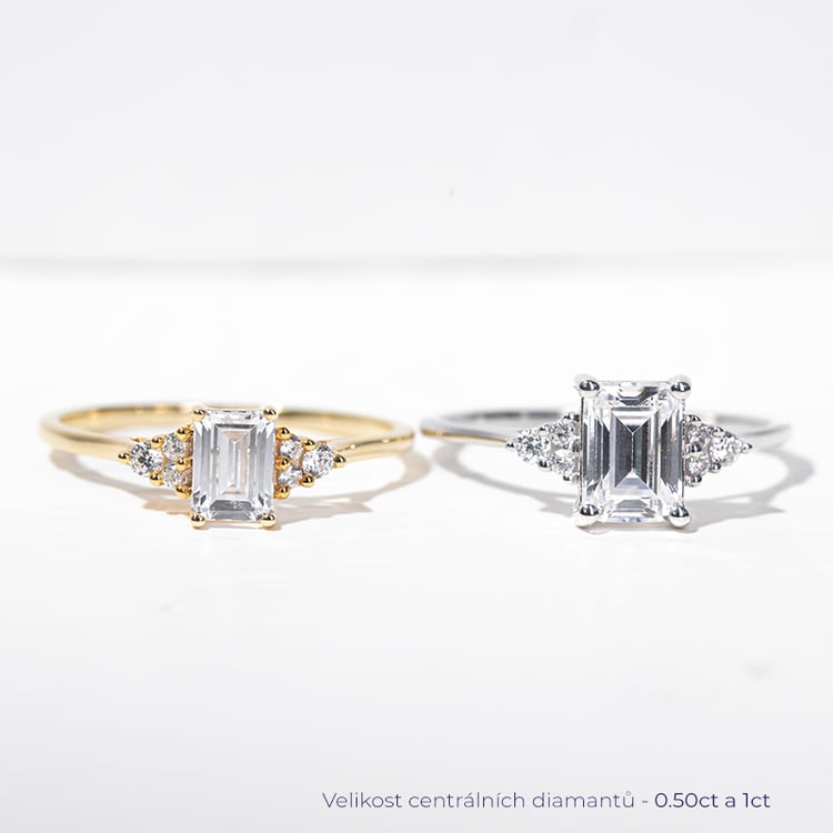 Verlobungsring mit einem Diamanten in Emerald Form Miha 125952