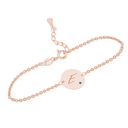 Silberarmband mit blauem Diamant und Gravur eines Buchstabens Dian