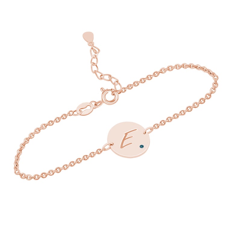 Silberarmband mit blauem Diamant und Gravur eines Buchstabens Dian 142203