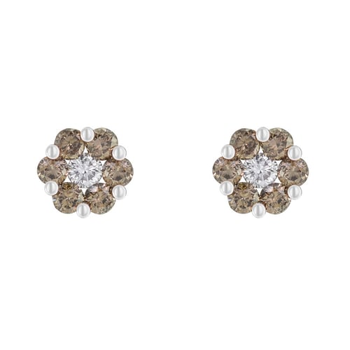 Ohrstecker in Blumenform mit brauen Diamanten Oakley