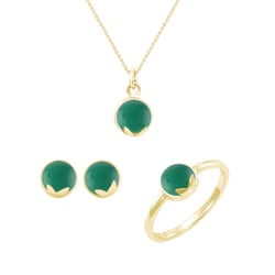 Schmuckset aus Gold mit grünen Onyxen Letizia