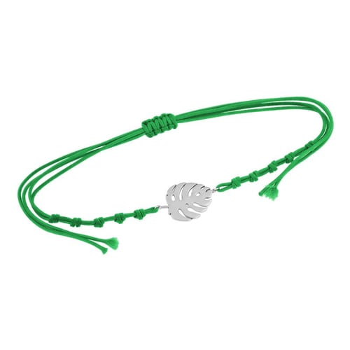 String-Armband mit einem silbernen Blatt der Monstera
