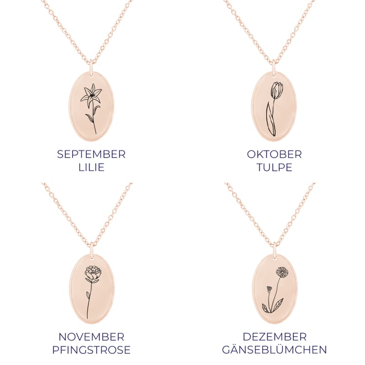 Romantischer Anhänger mit einer Blumengravur Ihrer Wahl Daisy 82201