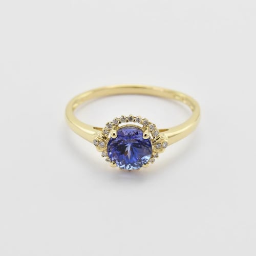 Goldring mit Tansanit und Diamanten Evly