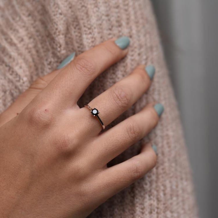 Verlobungsring mit schwarzem Diamant Lenal 40143