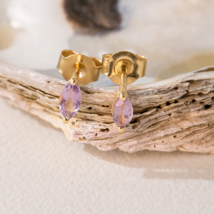 Minimalistische Silberohrringe mit rosa Amethysten Andine 101046