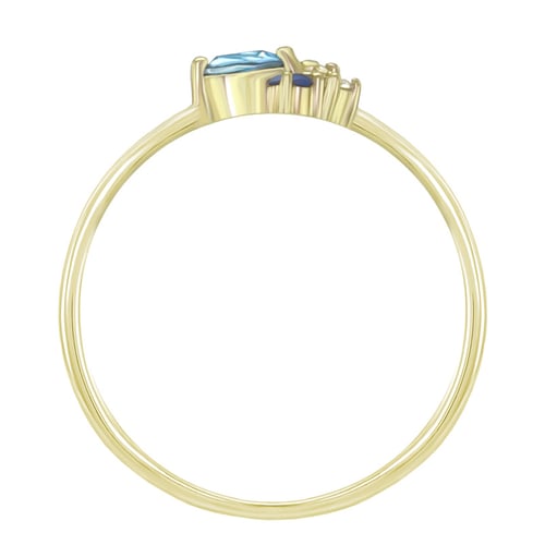 Goldener Cluster-Ring mit Topas, Saphir und Moissanit Avah