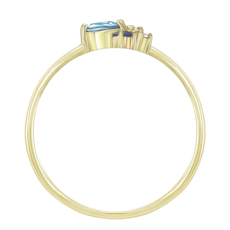 Goldener Cluster-Ring mit Topas, Saphir und Moissanit Avah 66975