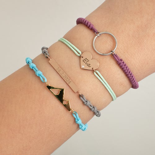 Silbernes String-Armband mit Bergmotiv Mountain